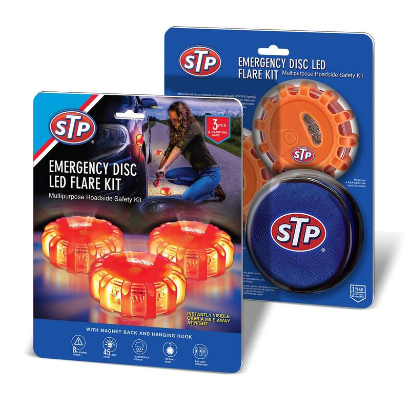 STP Emergency Car LED Road Flare Kits and Case, Requires 3 AAA Batteries (3-Pack) - SKI2-1004-ORG