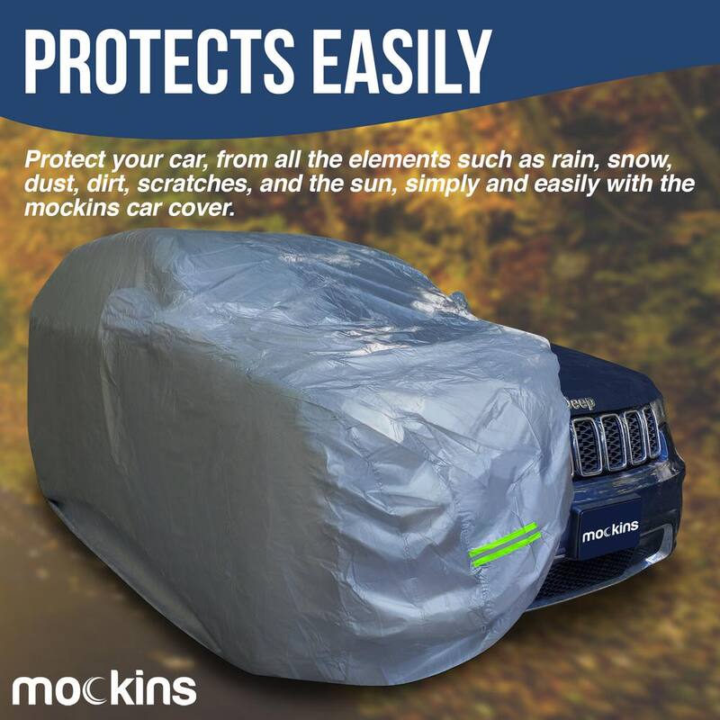Mockins 190 in. x 75 in. x 72 in. Water Resistant Car Cover - 190T Silver Polyester - Medium SUV Cover - MA-49