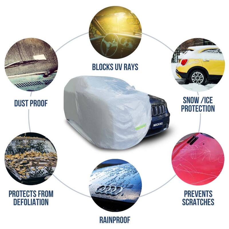 Mockins 190 in. x 75 in. x 72 in. Water Resistant Car Cover - 190T Silver Polyester - Medium SUV Cover - MA-49