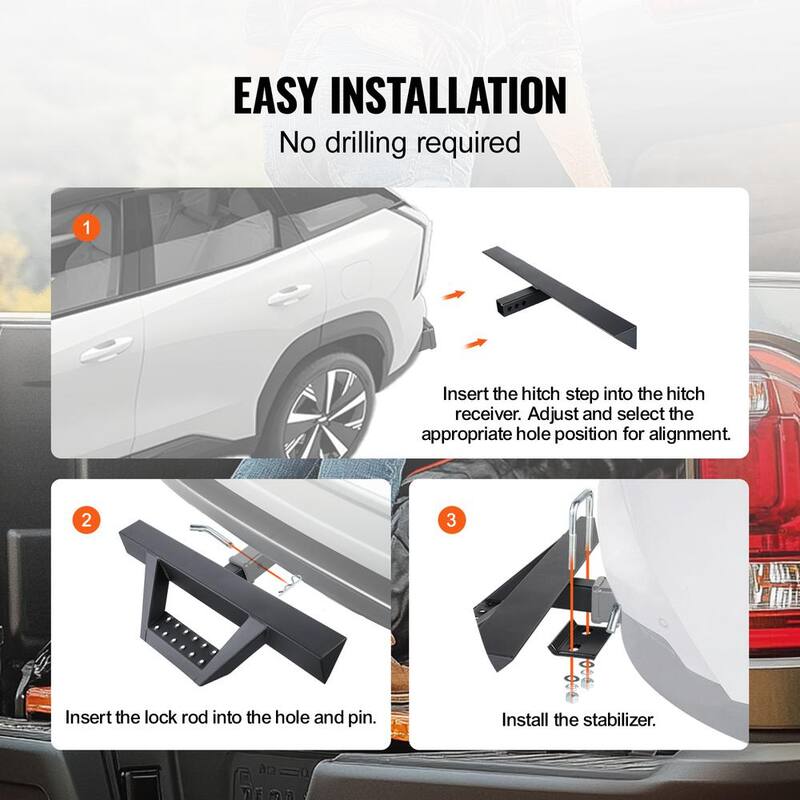 VEVOR Hitch Step for 2 in. Receiver, Strong Steel Construction with 300 lbs. Load Capacity, Rear Bumper Guard Protector - CWTBGSCYXGZKV34OCV0