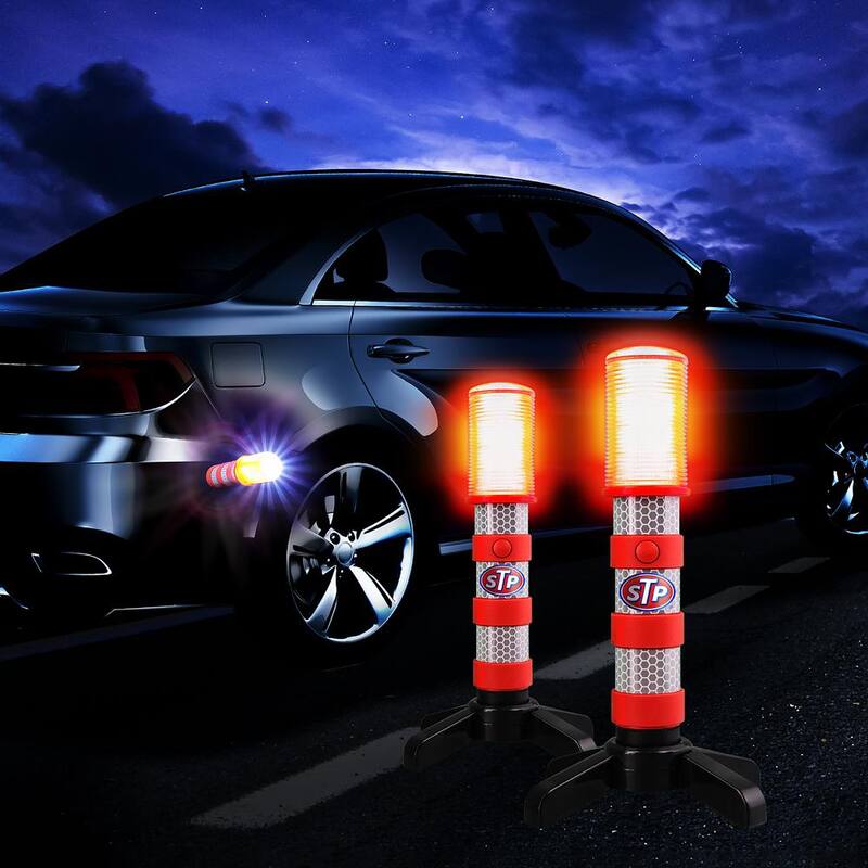 STP Emergency LED Road Flares, 3 Separate Lighting Modes, Battery-Powered (2-Pack) - SEL1-1000-RES