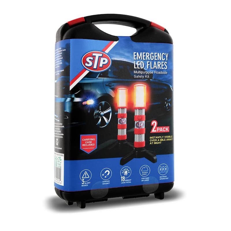 STP Emergency LED Road Flares, 3 Separate Lighting Modes, Battery-Powered (2-Pack) - SEL1-1000-RES