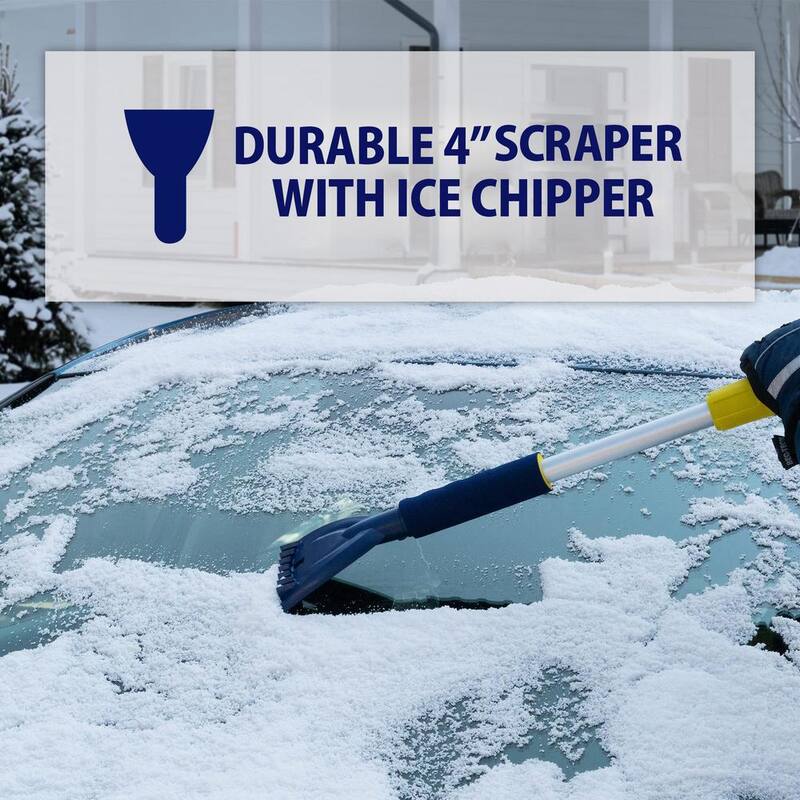 Koolatron Basic Extendable 35-45 in. Snow Brush with Ice Scraper, Ergonomic Dual Foam Handles - 19154-7