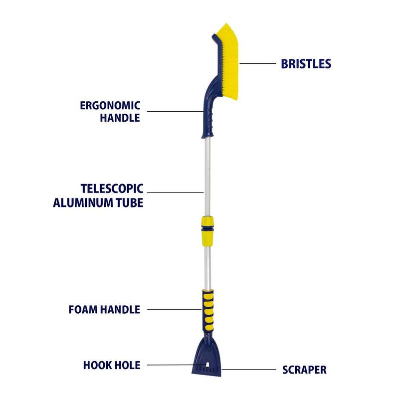 Koolatron Basic Extendable 35-45 in. Snow Brush with Ice Scraper, Ergonomic Dual Foam Handles - 19154-7
