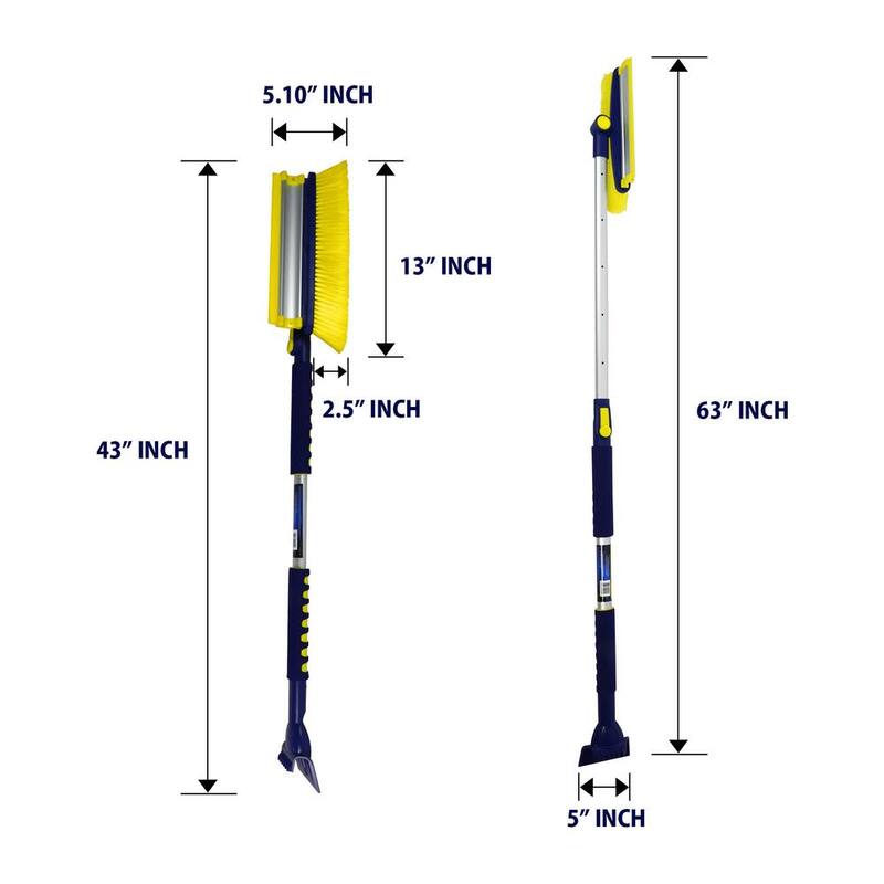 Michelin Ultra Duty Extendable 43-63 in. Swivel Head Snow Brush with 5 in. Ice Scraper and Squeegee - 2 Pack - 19209-4