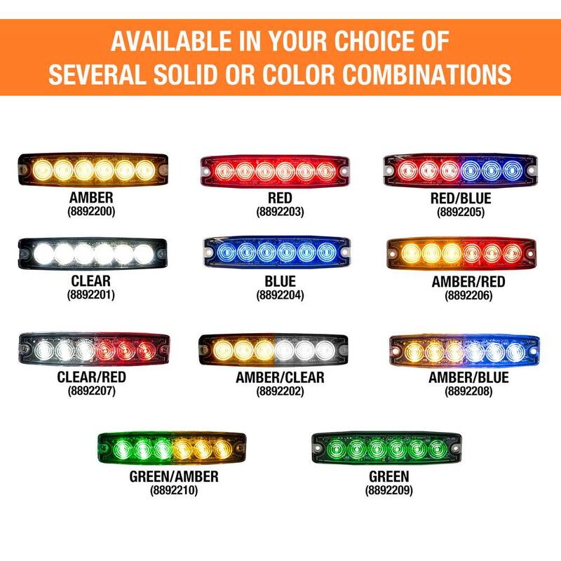 Buyers Products Company 5 in. LED Emergency Warning Flash Strobe Light Amber/Clear - 8892202