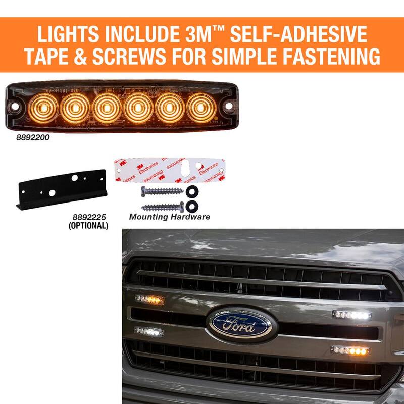 Buyers Products Company 5 in. LED Emergency Warning Flash Strobe Light Amber/Clear - 8892202