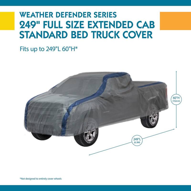 Classic Accessories Duck Covers Weather Defender Extended Cab Standard Bed Semi-Custom Pickup Truck Cover Fits up to 20 ft. 9 in. - A3T249