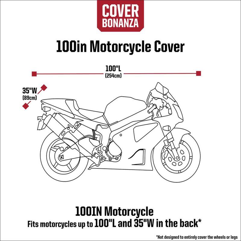Cover Bonanza Bonanza 65 in. L x 60 in. W (Front) x 43 in. H x 35 in. W (Back) Motorcycle Cover - 65-037-050401-RT