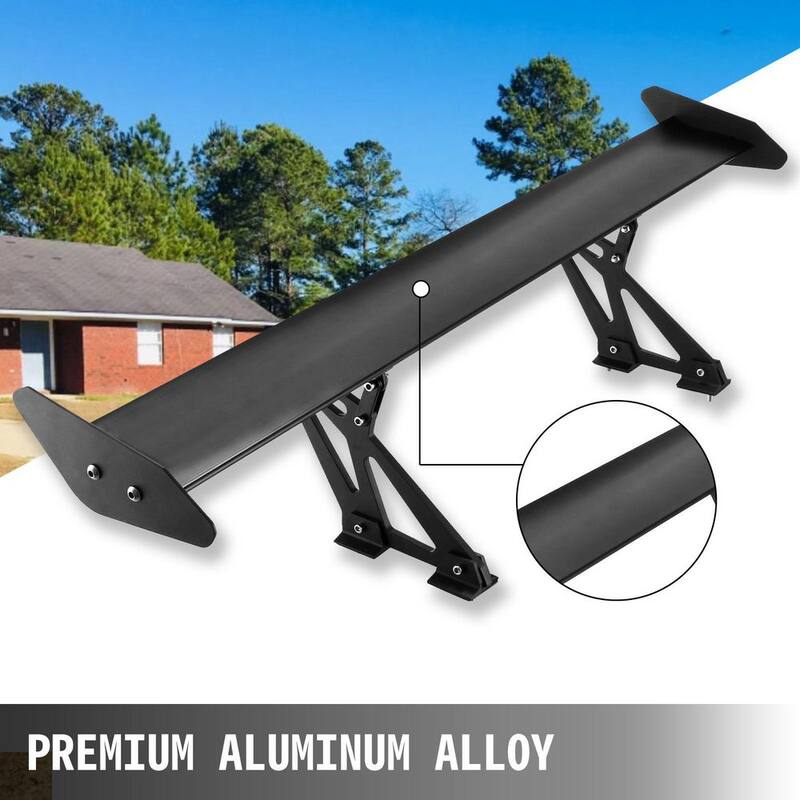 VEVOR 43.3 in. Single Deck GT Wing Car Spoiler Adjustable Lightweight Aluminum Car Rear Spoiler Wing For Car, Vehicle, Black - 110LHJWY000000001V0
