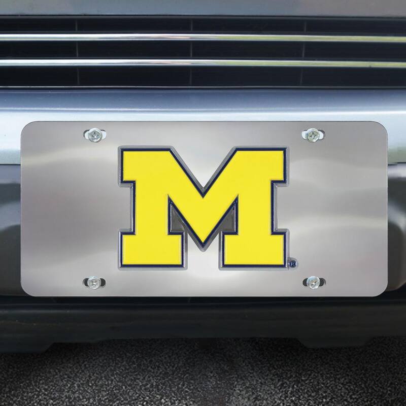 FANMATS 6 in. x 12 in. NCAA University of Michigan Stainless Steel Die Cast License Plate - 24519
