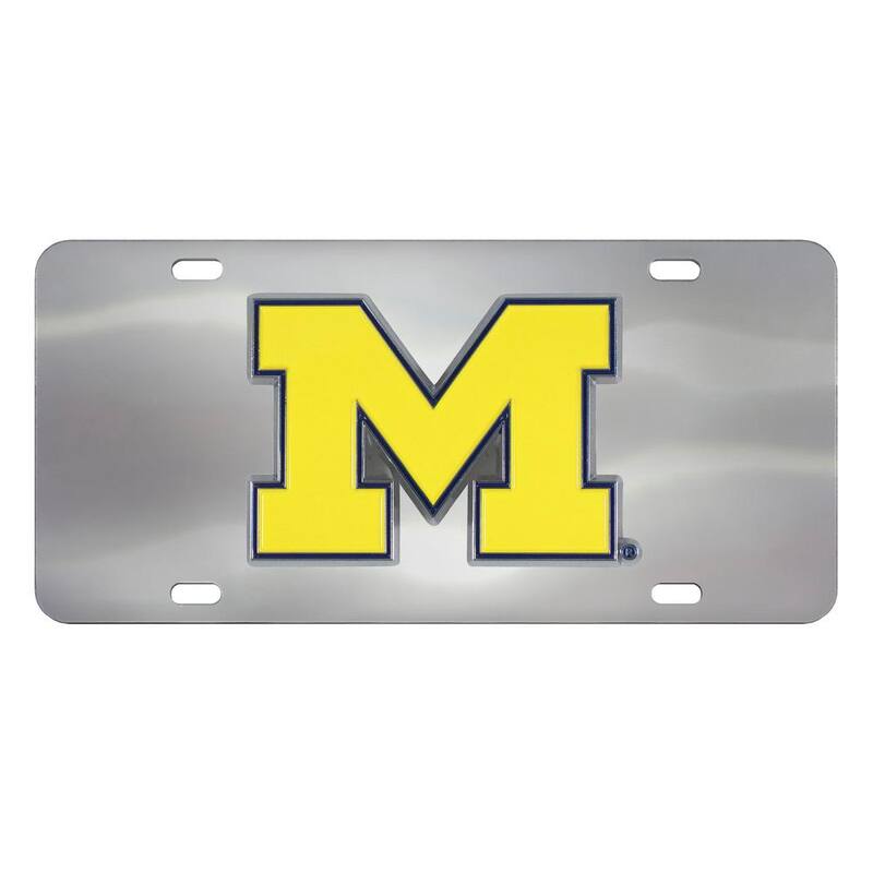 FANMATS 6 in. x 12 in. NCAA University of Michigan Stainless Steel Die Cast License Plate - 24519