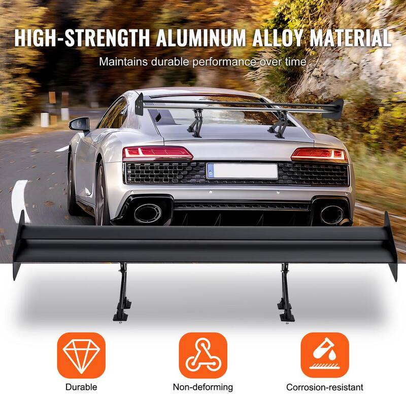 VEVOR GT Wing Car Spoiler, 53.1 in. Universal Spoiler with Double Deck, Adjustable Lightweight Aluminum, Car Rear Spoiler Wing - TYXWYLHJLHJSC6ITCV0-0807