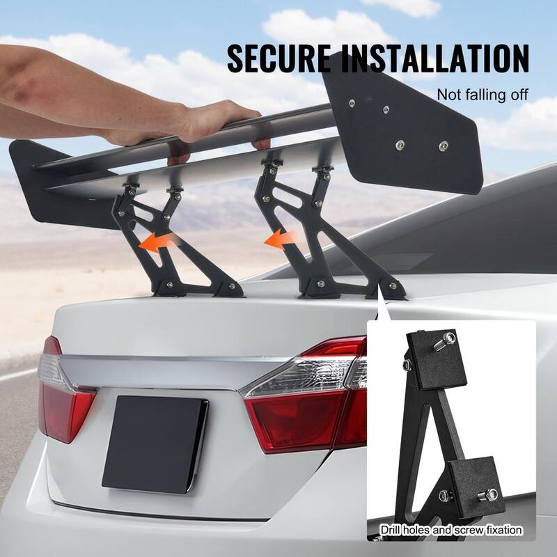 VEVOR GT Wing Car Spoiler, 53.1 in. Universal Spoiler with Double Deck, Adjustable Lightweight Aluminum, Car Rear Spoiler Wing - TYXWYLHJLHJSC6ITCV0-0807