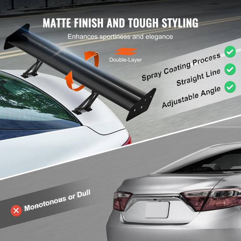 VEVOR GT Wing Car Spoiler, 53.1 in. Universal Spoiler with Double Deck, Adjustable Lightweight Aluminum, Car Rear Spoiler Wing - TYXWYLHJLHJSC6ITCV0-0807