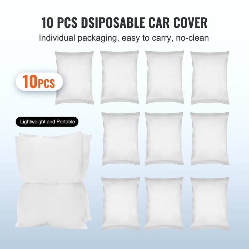 VEVOR 10pcs Clear Plastic Temporary Universal Disposable Car Cover 22ft. x 12ft. Rain Dust Garage - CY10BZSLCZ0000001V0-0920