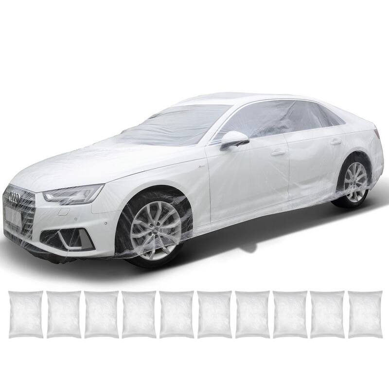 VEVOR 10pcs Clear Plastic Temporary Universal Disposable Car Cover 22ft. x 12ft. Rain Dust Garage - CY10BZSLCZ0000001V0-0920