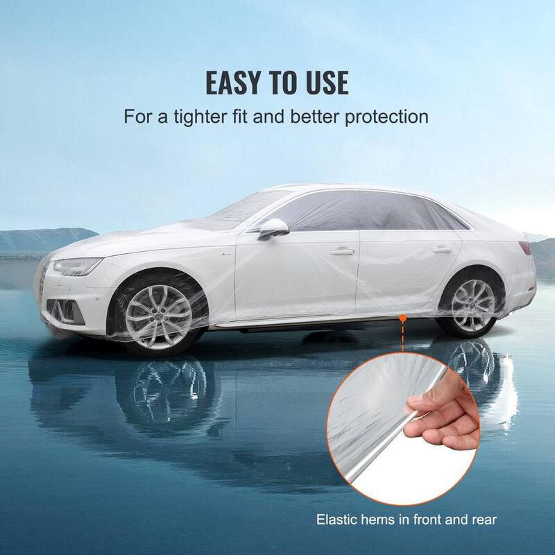 VEVOR 10pcs Clear Plastic Temporary Universal Disposable Car Cover 22ft. x 12ft. Rain Dust Garage - CY10BZSLCZ0000001V0-0920