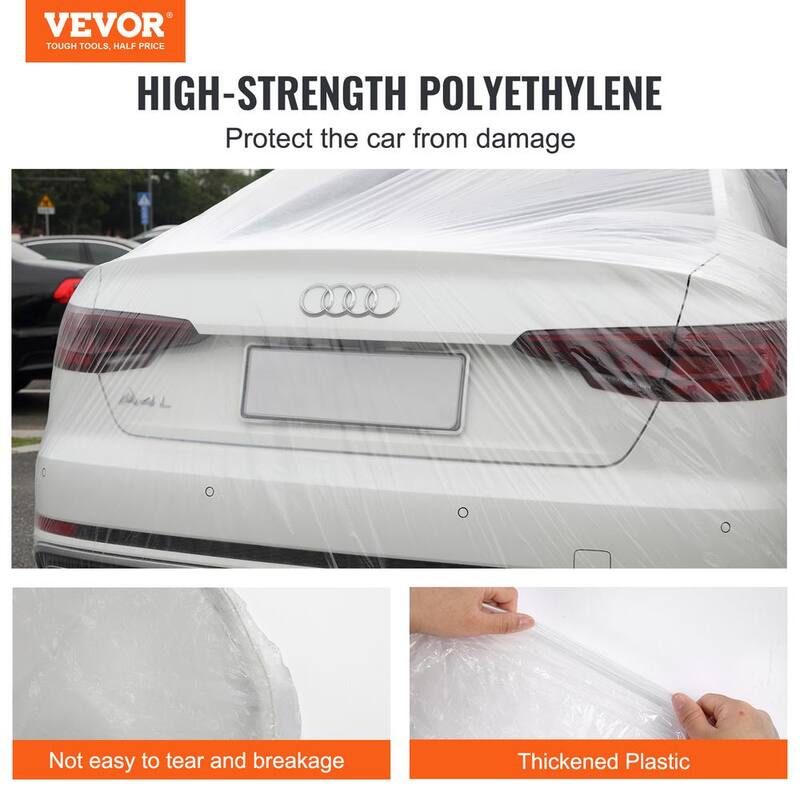 VEVOR 10pcs Clear Plastic Temporary Universal Disposable Car Cover 22ft. x 12ft. Rain Dust Garage - CY10BZSLCZ0000001V0-0920