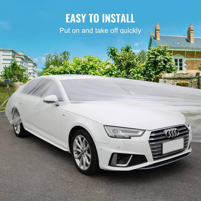 VEVOR 10pcs Clear Plastic Temporary Universal Disposable Car Cover 22ft. x 12ft. Rain Dust Garage - CY10BZSLCZ0000001V0-0920