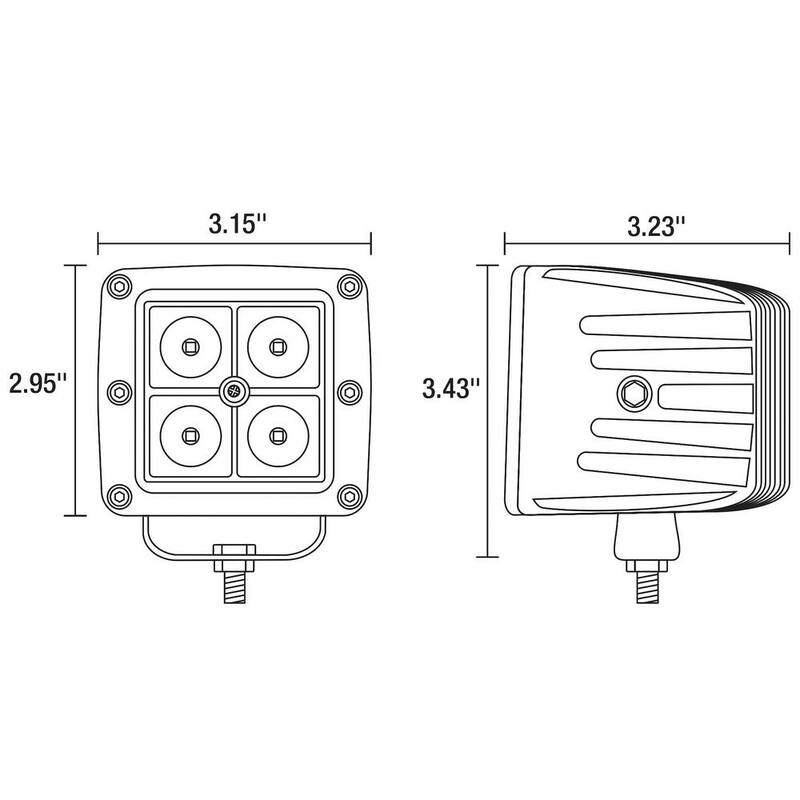 Buyers Products Company 3 in. W Truck Offroad UTV ATV Mounted LED Flood Work Light - 1492227