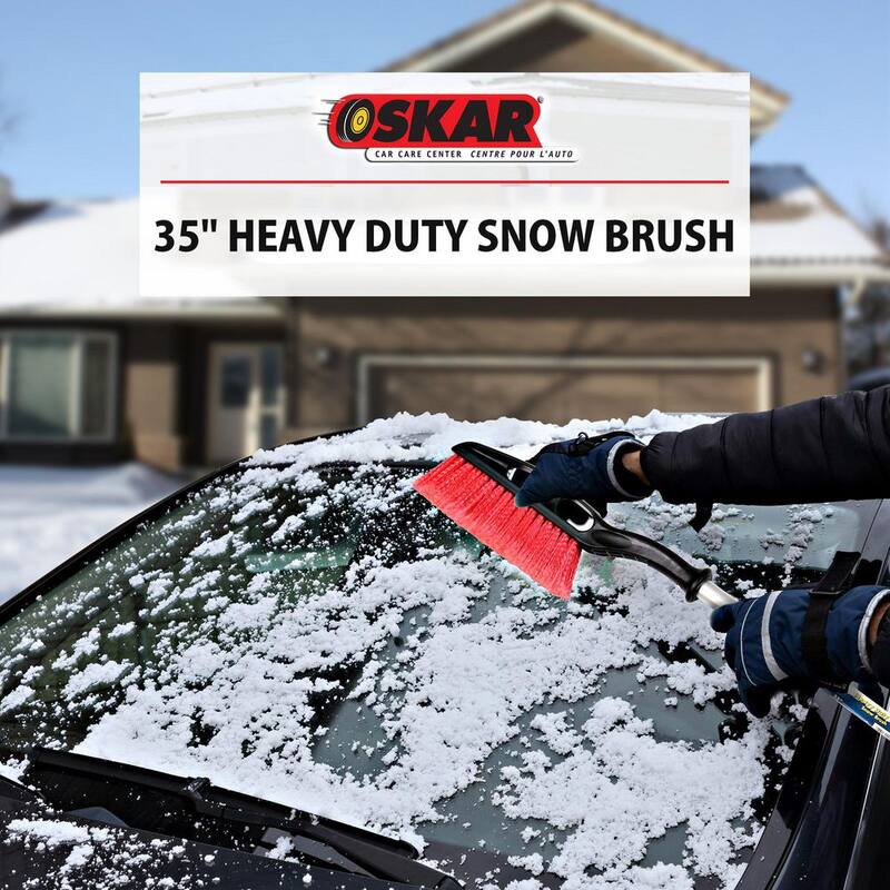 Michelin Heavy Duty 35 in. Snow Brush with Ice Scraper, Ergonomic Power Scraping Grip Design, Red/Black - 20045-4
