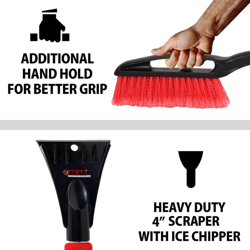 Michelin Heavy Duty 35 in. Snow Brush with Ice Scraper, Ergonomic Power Scraping Grip Design, Red/Black - 20045-4