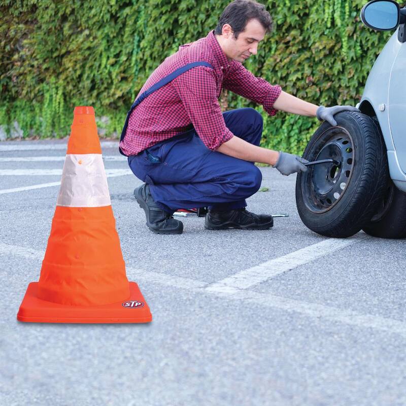 STP Pop-Up Safety Cone: High-Visibility, Weatherproof Protection in a Pocket-Sized Package - SWA2-1001-ORG