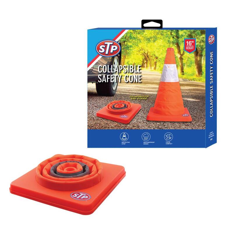 STP Pop-Up Safety Cone: High-Visibility, Weatherproof Protection in a Pocket-Sized Package - SWA2-1001-ORG