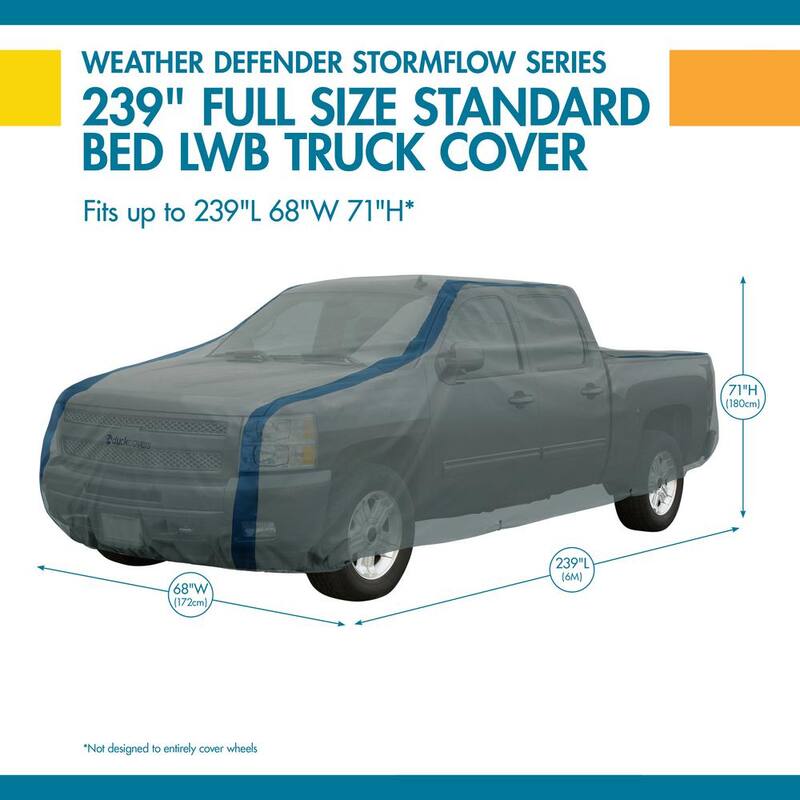 Classic Accessories Duck Covers Weather Defender 239 in. L x 68 in. W x 71 in. H Standard Bed LWBs Truck Cover with StormFlow in Grey - A3CMT241