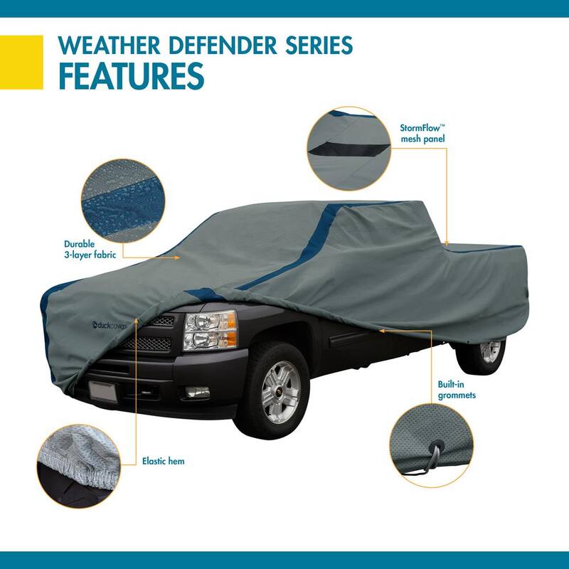 Classic Accessories Duck Covers Weather Defender 239 in. L x 68 in. W x 71 in. H Standard Bed LWBs Truck Cover with StormFlow in Grey - A3CMT241