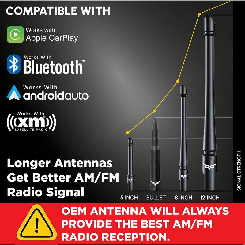 EcoAuto Universal Truck Antenna Replacement (8" Flexible) Fits Ford F-Series Dodge RAM Chevy & GMC Jeep 2007+ (Carbon Fiber) - ANT-FLEX-8IN-CF