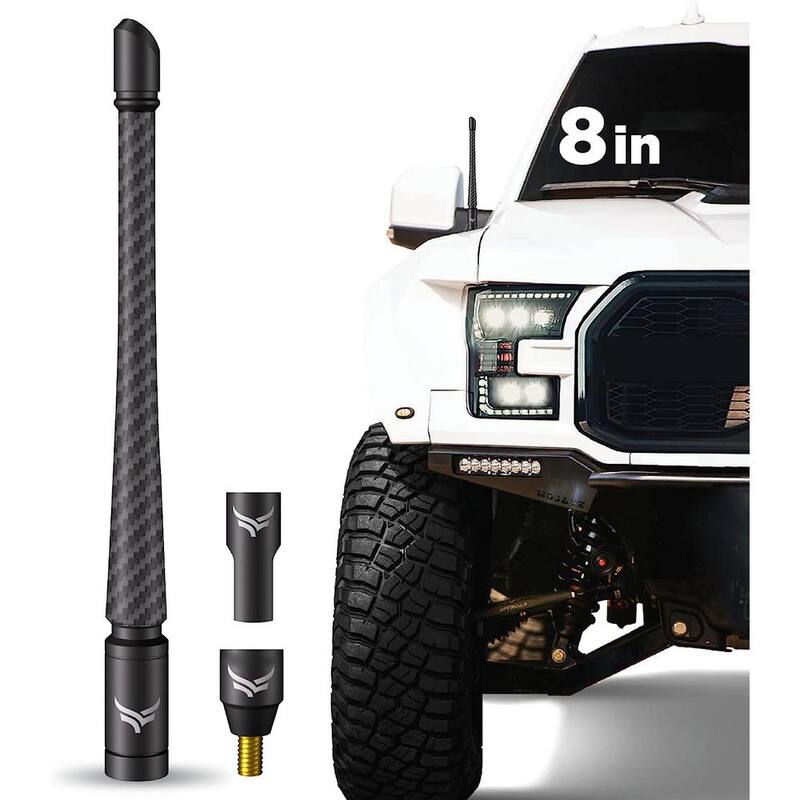 EcoAuto Universal Truck Antenna Replacement (8" Flexible) Fits Ford F-Series Dodge RAM Chevy & GMC Jeep 2007+ (Carbon Fiber) - ANT-FLEX-8IN-CF