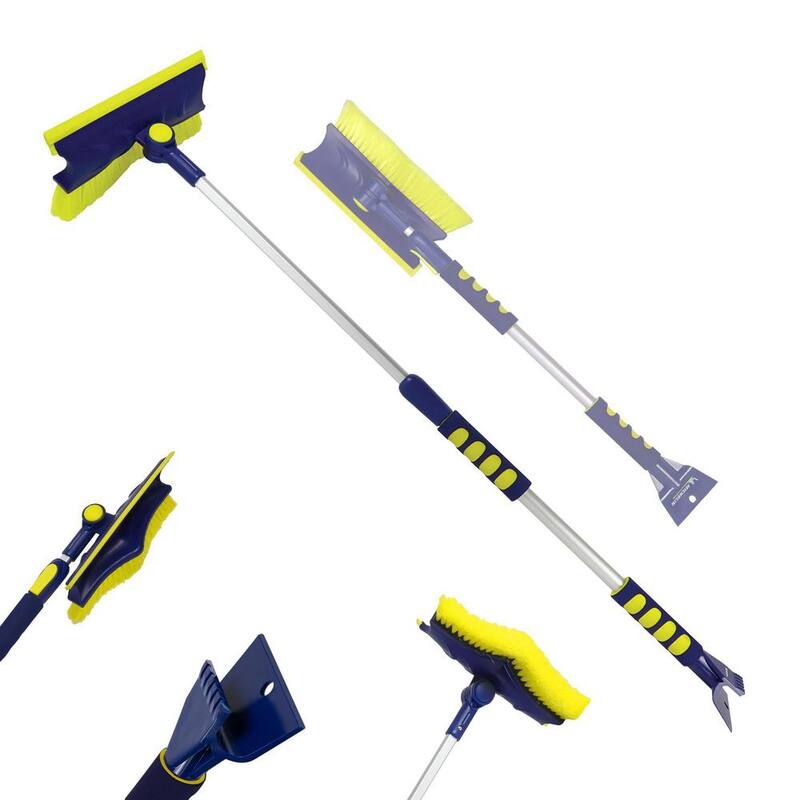 Michelin Colossal Extendable 34-49 in. Swivel Head Snow Brush with Ice Scraper and Squeegee - 2 Pack - 19199-8