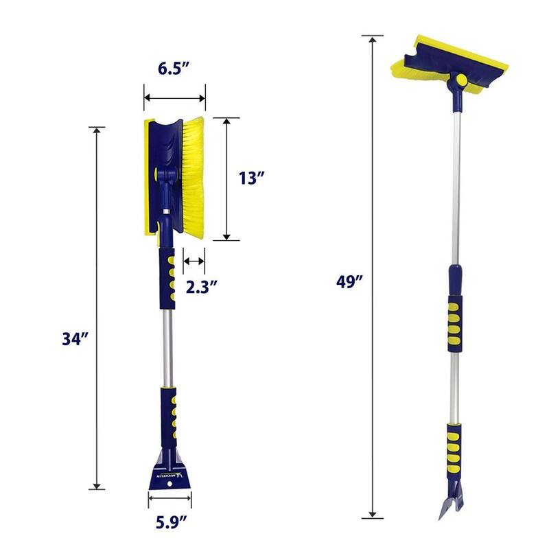 Michelin Colossal Extendable 34-49 in. Swivel Head Snow Brush with Ice Scraper and Squeegee - 2 Pack - 19199-8