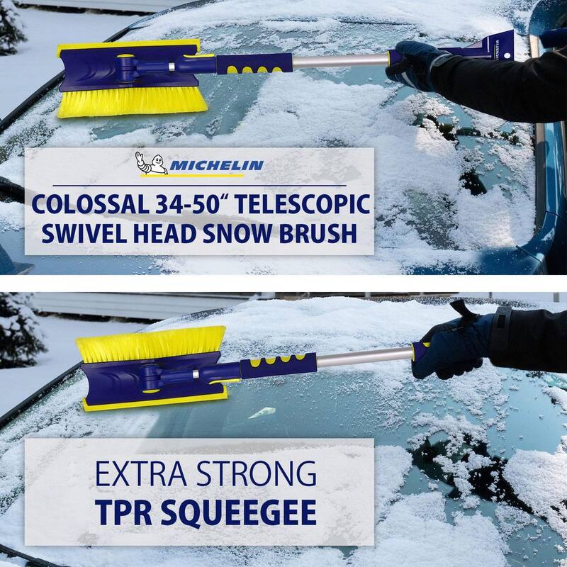 Michelin Colossal Extendable 34-49 in. Swivel Head Snow Brush with Ice Scraper and Squeegee - 2 Pack - 19199-8