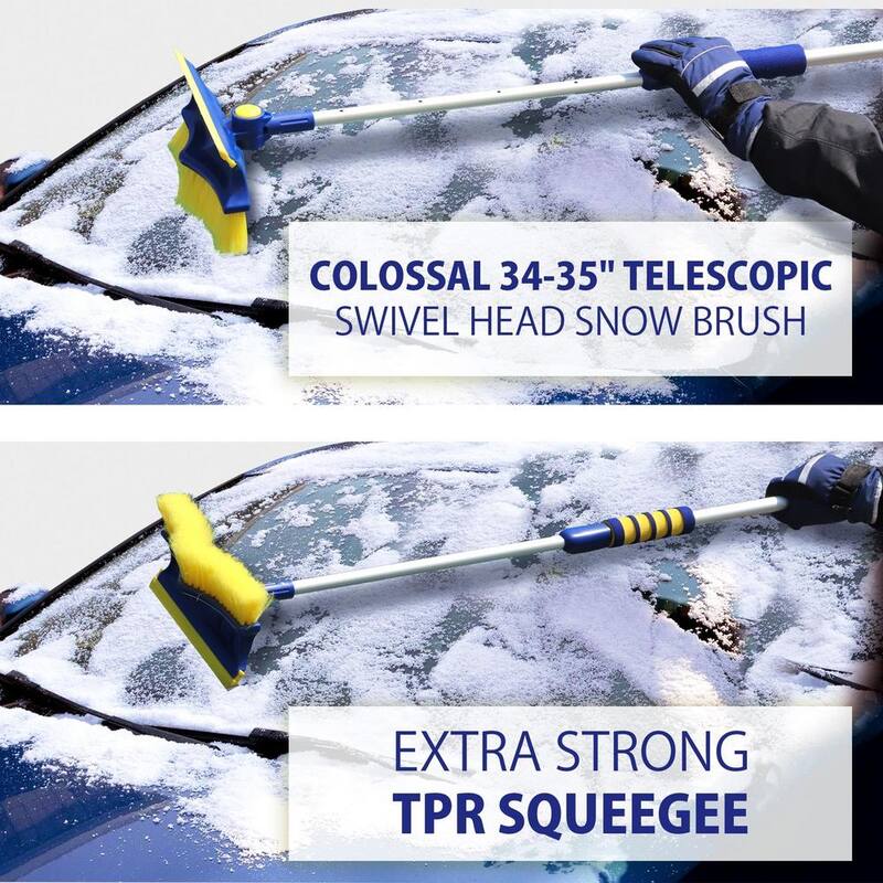 Michelin Colossal Extendable 34-49 in. Swivel Head Snow Brush with Ice Scraper and Squeegee - 19193-6