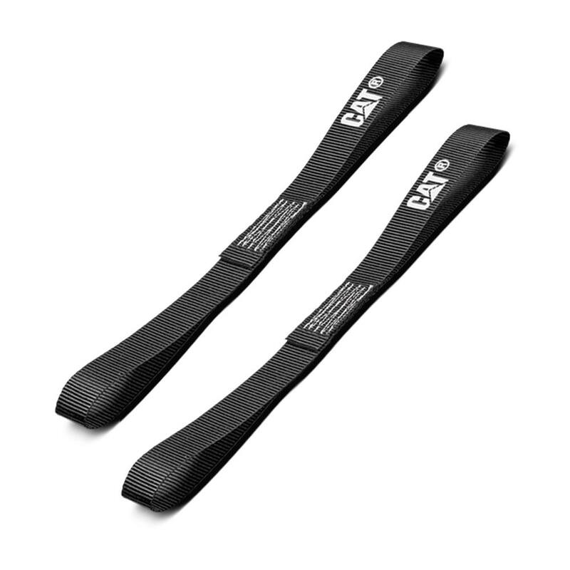 CAT 12 in. x 1 in. 800 lbs. Load Capacity Soft Hook Strap Set Black and White (2-Piece) - 980110N