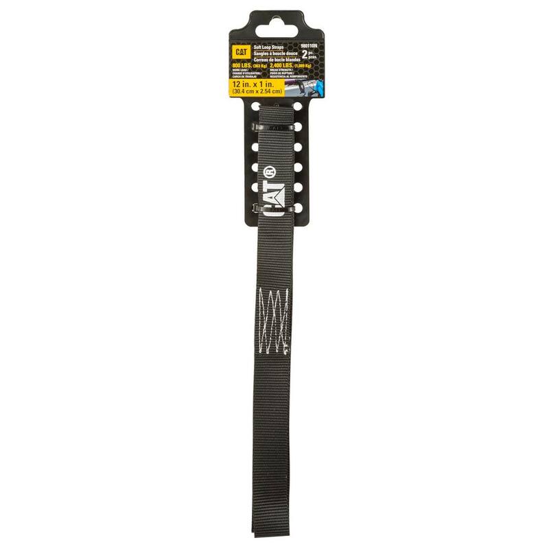 CAT 12 in. x 1 in. 800 lbs. Load Capacity Soft Hook Strap Set Black and White (2-Piece) - 980110N