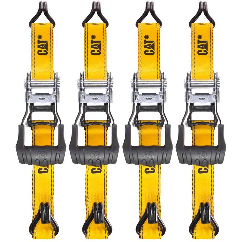 CAT 16 ft. x 1-1/2 in. Heavy-Duty Ratcheting 1000 lbs. Tie Down Set with Soft Hooks (4-Piece) - 980076E