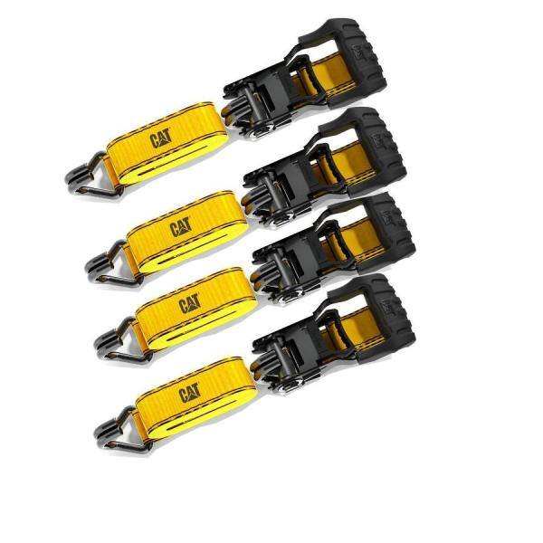 CAT 16 ft. x 1-1/2 in. Heavy-Duty Ratcheting 1000 lbs. Tie Down Set with Soft Hooks (4-Piece) - 980076E