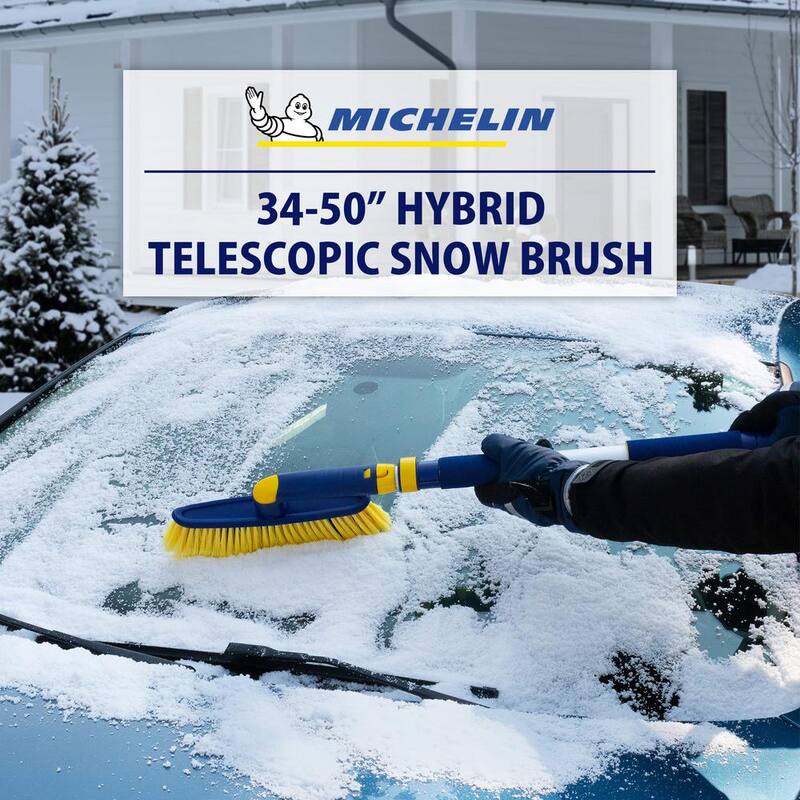 Koolatron Hybrid Extendable 34-50 in. Snow Brush Multi-Tool with Swivel Head, Ice Pick, Non-Slip Grips - 19149-3