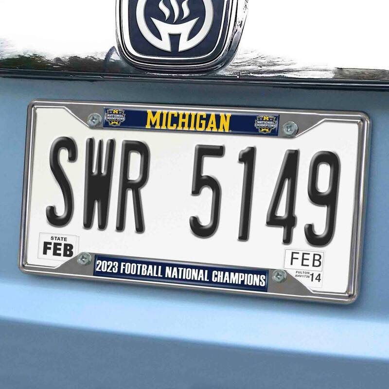 FANMATS Michigan 2023-24 National Champions License Blue Plate Frame - 0.52 ft. x 1 ft. - 42130