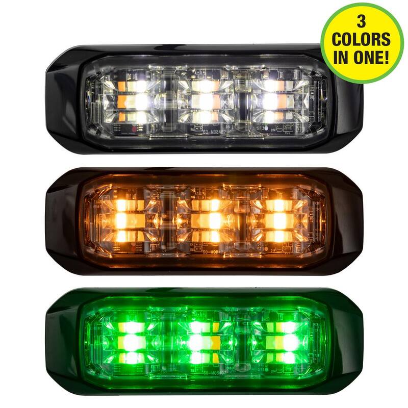 Buyers Products 3.5 in. Emergency Warning Strobe Light Bar Amber/Green/Clear - 8890929