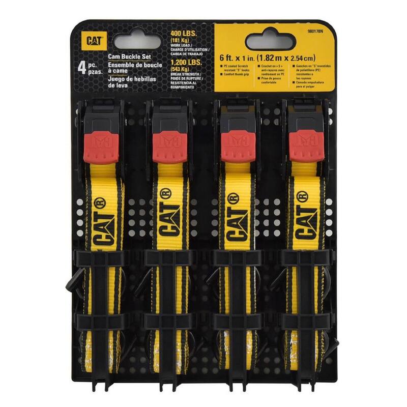 CAT 16 ft. x 1 in. 400 lbs. Cambuckle Tie-Down Straps (4-Piece) - 980178N