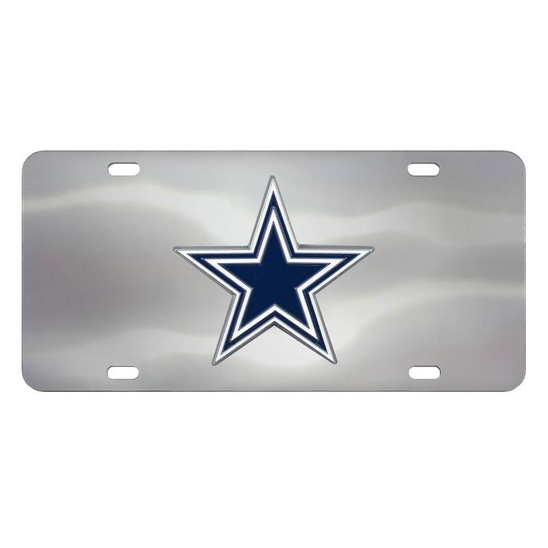 FANMATS 6 in. x 12 in. NFL Dallas Cowboys Stainless Steel Die Cast License Plate - 24531