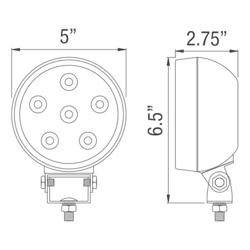 Buyers Products Company 5 in. Wide Truck Car Utility Off Road Vehicle Mounted Rubber Sealed Flood Work Light, Clear - 1492112