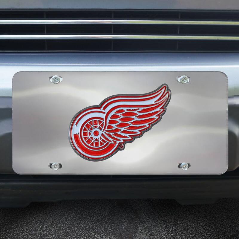 FANMATS 6 in. x 12 in. NHL Detroit Red Wings Stainless Steel Die Cast License Plate - 24538