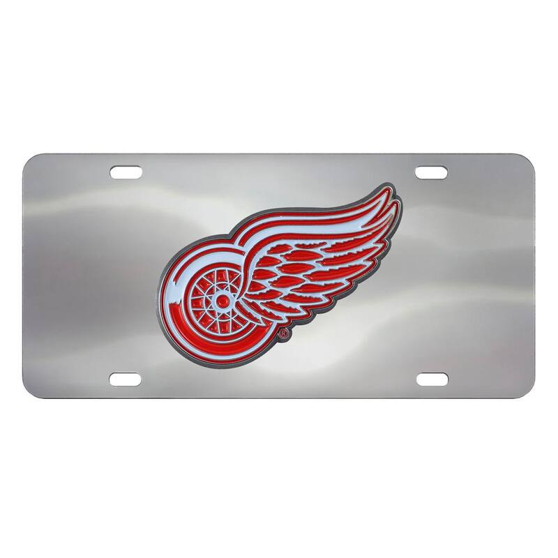FANMATS 6 in. x 12 in. NHL Detroit Red Wings Stainless Steel Die Cast License Plate - 24538