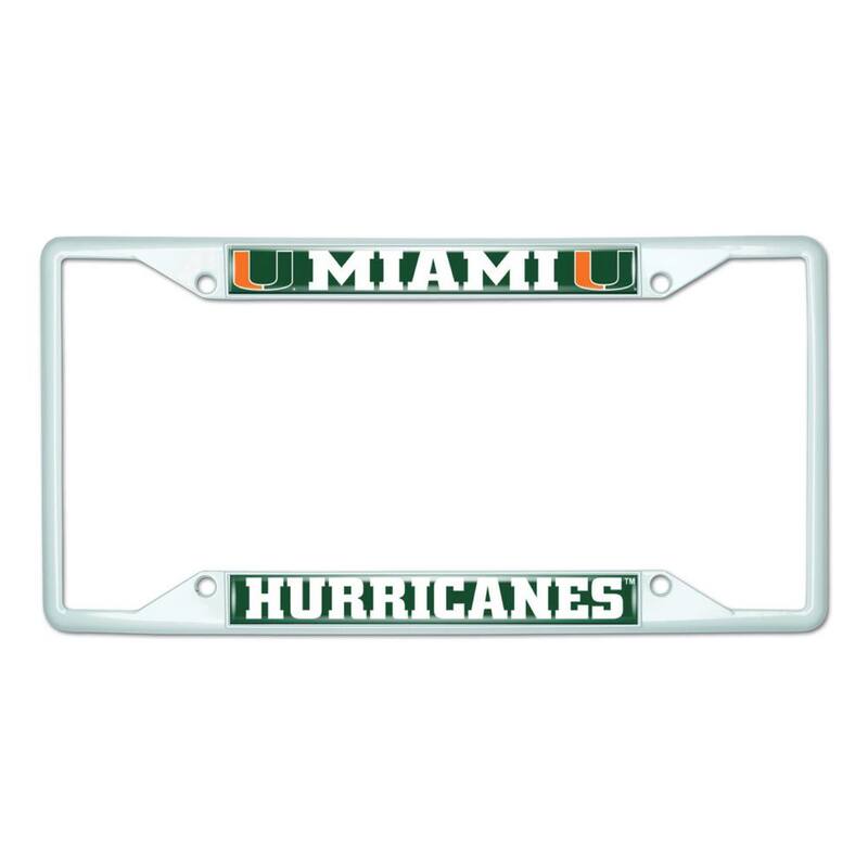 FANMATS Universal Fit University of Miami License Plate Frame - White - 43689